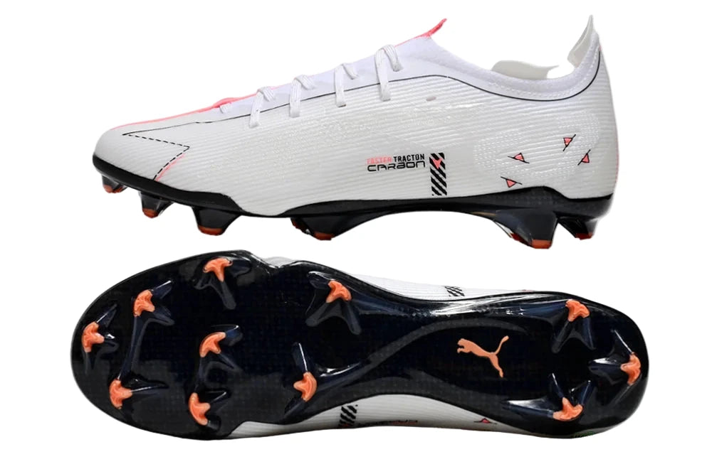 Puma Ultra 5 Ultimate FG Firm Ground Soccer Cleats - White/Black/Orange